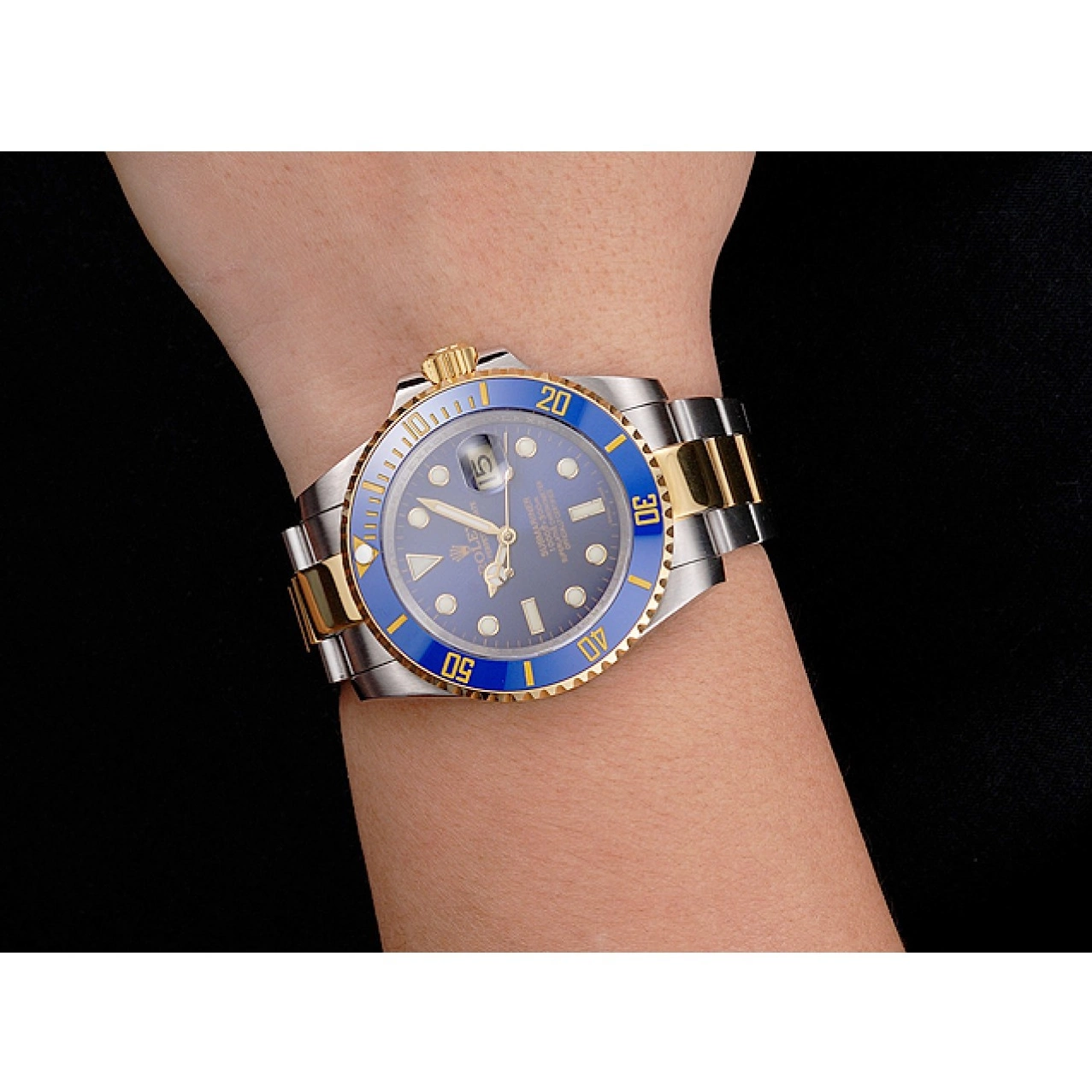 Aaa replica Gold Bezel Bracelet Two Submariner Tone Steel Dial And Blue Rolex Swiss 0522